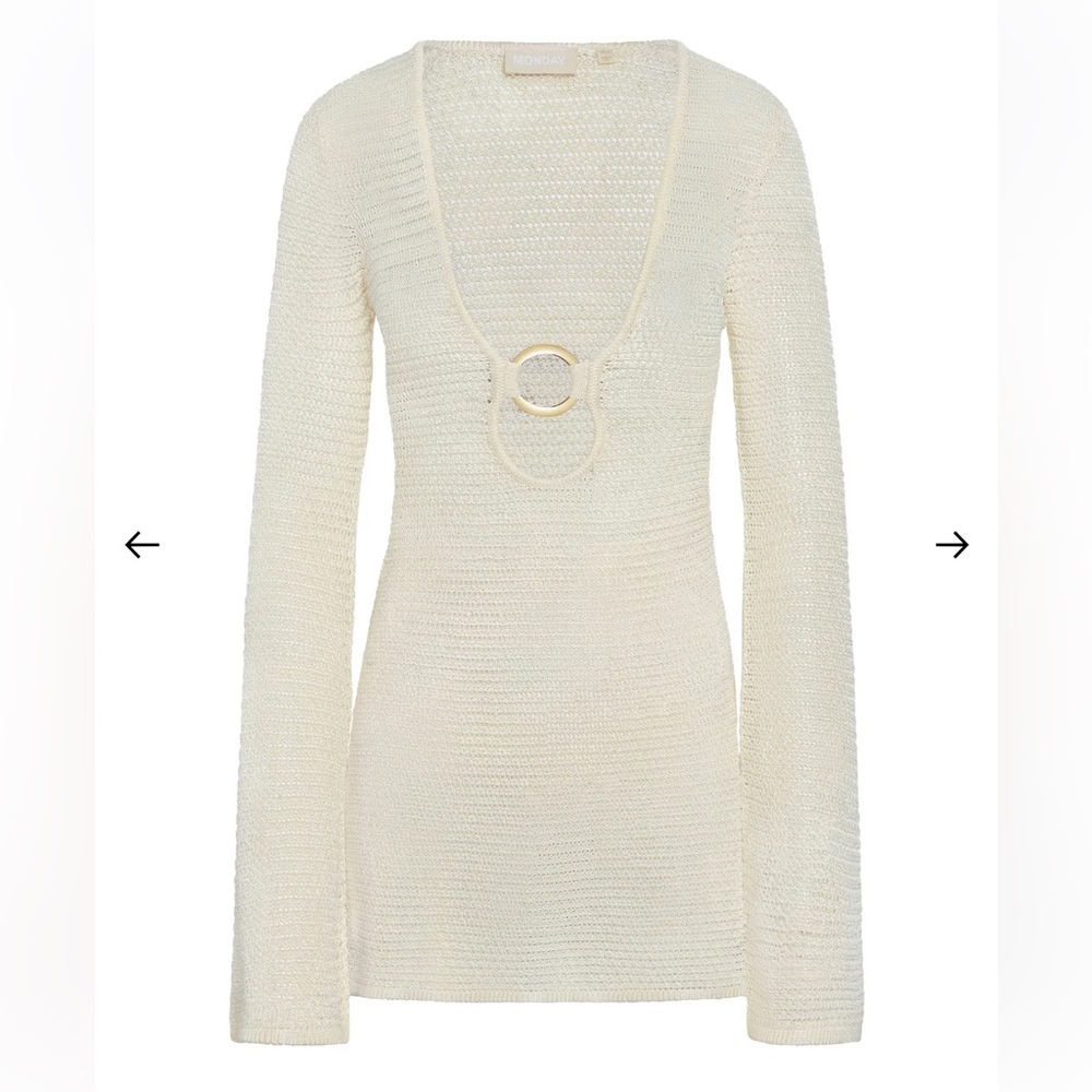 MONTEGO MINI DRESS - IVORY SHINY TREBLE KNIT Monday Swimwear Cream Knit Coverup